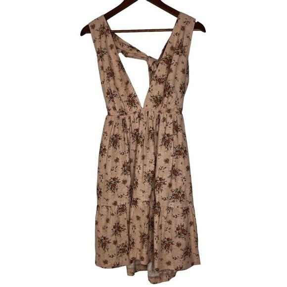House of Harlow 1960 XS Floral Linen Maxi Dress TieStrap Tiered Cottagecore Boho - Picture 1 of 10